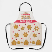 Tablier Crème beige rouge Cookie Christmas Baking Queen (Recto)