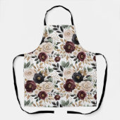 Tablier Crème de Bourgogne Floral Noir (Recto)