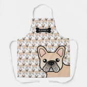 Tablier Crème French Bulldog mignonne Dessin & Nom (Recto)