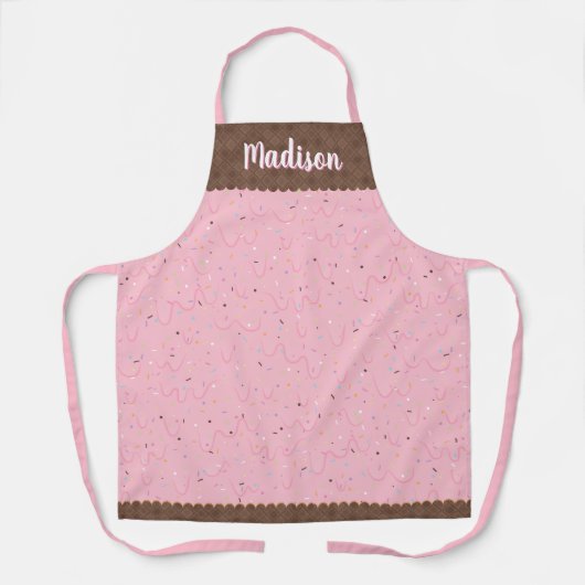 Tablier Crème glacée aux fraises roses (Recto)