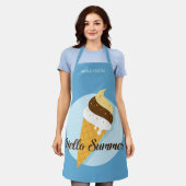 Tablier Crème glacée Bonjour nom personnalisé (Porté)