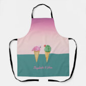 Tablier Crème glacée colorée cônes Cactus Flamants roses r (Recto)