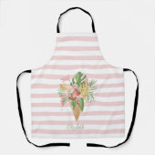 Tablier Crème glacée, Fruit Feuille tropical, Pink Stripes (Recto)