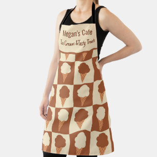 Tablier Crème Glacée Vanille Chocolat à Carreaux Nom Perso