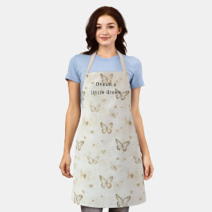 Tablier Crème Papillons Cœurs Fête de Mariage