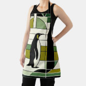 Tablier Crème vert olive Géométrique Forêt de pingouins Ré (Insitu)