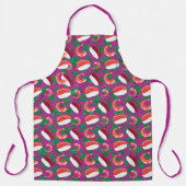Tablier Crevettes et sushis magenta (Recto)