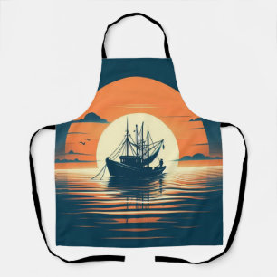 Tablier crevettes vintages/marines/pêche