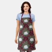 Tablier Crimson Lotus Elegance Motif - Le Lotus Blanc (Porté)