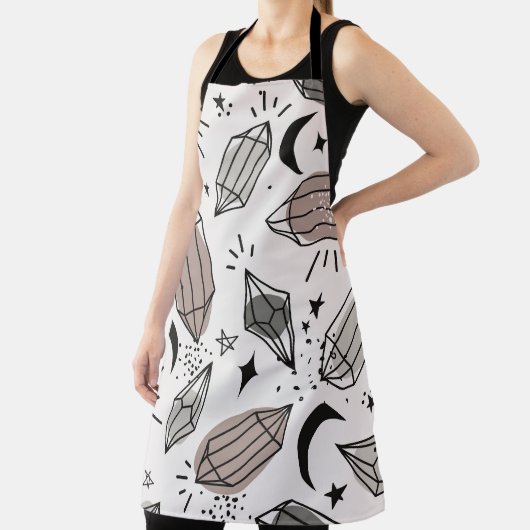 Tablier Cristaux, Lune, Étoiles, Design Chevauché. (Insitu)
