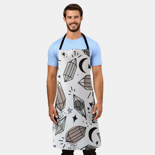 Tablier Cristaux, Lune, Étoiles, Design Chevauché. (Porté)
