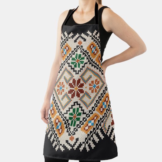 Tablier Crochet ukrainien : Motif artisanal ethnique. (Insitu)