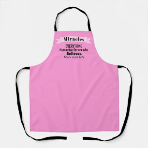 Tablier Croire en Miracles Bible Verse Rose Christian