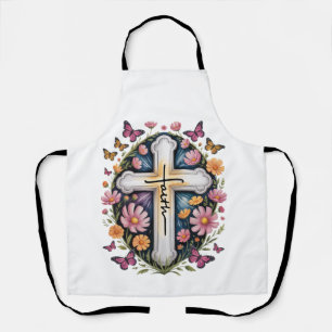 Tablier Croix de foi florale