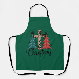 Tablier Croix de léopard Arbres de Noël Chrétiens 