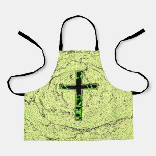 TABLIER CROIX NOIRE ET VERTE AVEC ARRIÈRE - PLAN EN MARBRE
