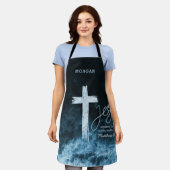 Tablier Croix sur l'écriture de l'eau Personnalisé (Porté)