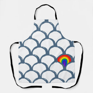 Tablier Croquis bleu et blanc Motif de saint Jacques et ar