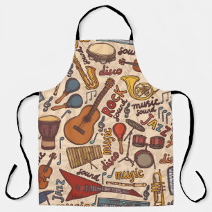 Tablier Croquis Musical : Colorful Vintage sans couture.