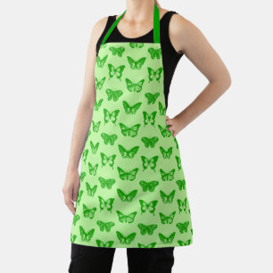 Tablier Croquis papillon, chaux et vert émeraude