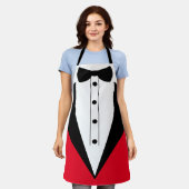 Tablier Croupier jeu nuit tuxedo noir cravate (Porté)