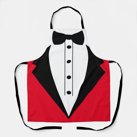 Tablier Croupier jeu nuit tuxedo noir cravate (Recto)