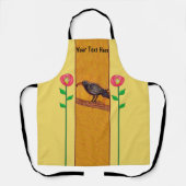 Tablier Crow noir sur Branche Rouge Fleurs Abstraites Jaun (Recto)