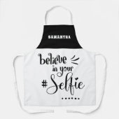Tablier Croyez En Votre Citation Selfie Nom Noir Blanc (Recto)