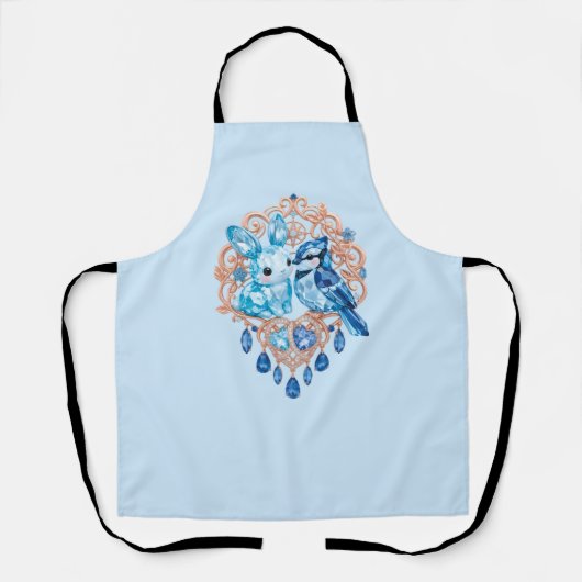 Tablier Crystal Blue Bunny and Blue Jay Heart (Recto)