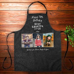 Tablier Cuir Imprimer Joyeux Anniversaire Grand-père 3 Pho<br><div class="desc">En Cuir Noir Imprimer Joyeux Anniversaire Grand-Père Petits-Enfants 3 Photo Collage Apron. Arrière - plan en cuir noir. Faites un tablier spécial pour le meilleur grand-père de tous les temps. Ajoutez 3 photos au modèle et customisez le texte avec vos noms et âge. Beau cadeau d'anniversaire pour grand-père.</div>