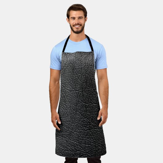 Tablier Cuir noir : texture de closeup transparente. (Porté)