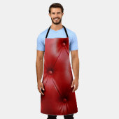 Tablier Cuir rouge : Motif d'élévation. (Porté)