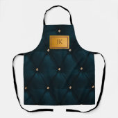 Tablier Cuir vert élégant,Diamants,Monogramme (Recto)