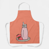 Tablier Cuire fraise laitue rose et blanc (Recto)