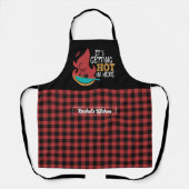 Tablier Cuisine amusante ça devient chaud Noir Rouge Plaid (Recto)