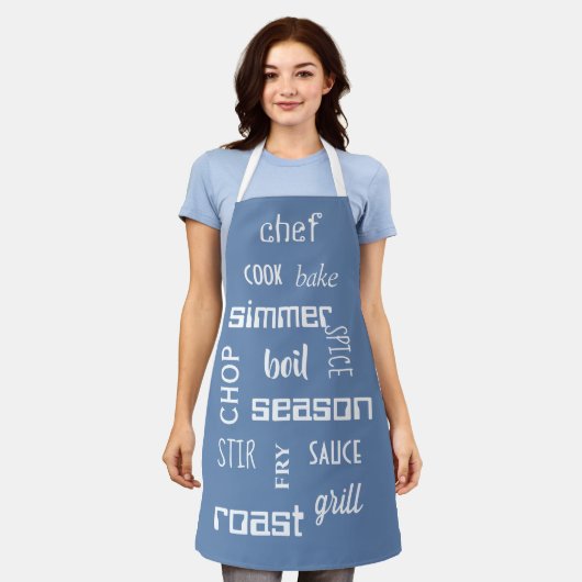 Tablier Cuisine Chef Mots Apron Bleu (Porté)