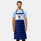 Tablier Cuisine classique à plat de buffle bleu et noir (Porté)