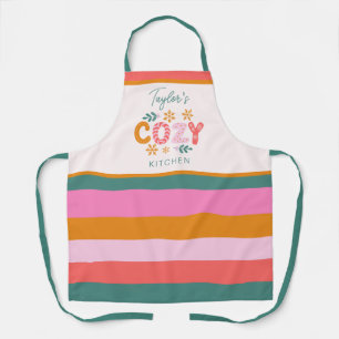 Tablier Cuisine confortable Bright Stripe Personnalisé Nom