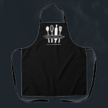Tablier Cuisine culinaire personnalisée<br><div class="desc">Tablier noir personnalisé avec ustensiles de cuisine design. Ce tablier moderne est parfait pour les écoles culinaires, les soirées en classe cuisine, les boulangeries, ou toute entreprise gourmande qui veut une touche amusante et professionnelle. Le design comprend des ustensiles de cuisine sur le dessus, avec un espace pour écrire un...</div>