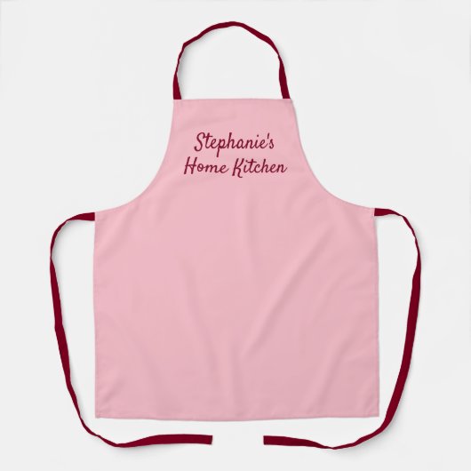 Tablier cuisine customisé rose et bordeaux (Recto)