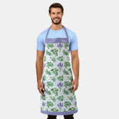 Tablier Cuisine d'aquarelle herbes et Motif de lavande (Porté)
