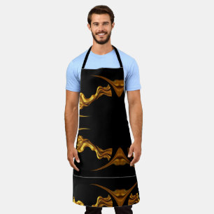 Tablier Cuisine de designer monochrome noir or liquide ple