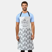 Tablier Cuisine de famille de Noël monochrome moderne (Porté)