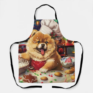 Tablier Cuisine de fêtes de Chow Chow : Noël festif
