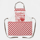 Tablier Cuisine de grand-mère rouge blanc plaid (Recto)
