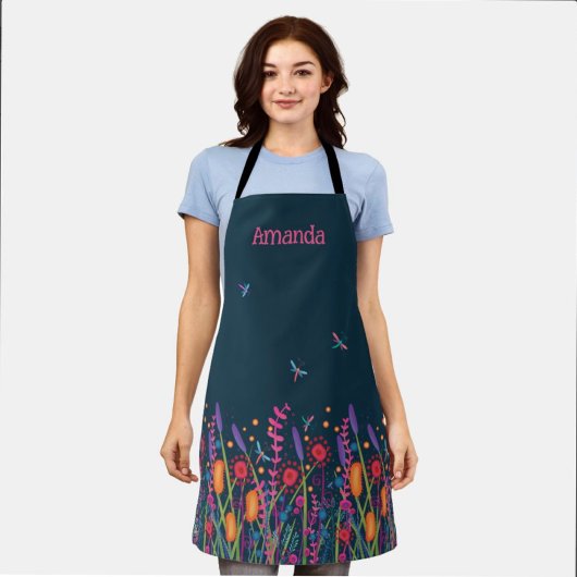 Tablier Cuisine de libellules fleurs sauvages femmes