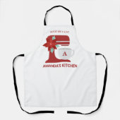 Tablier Cuisine de mélange de soie rouge | Monogramme | No (Recto)