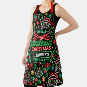 Tablier Cuisine de Noël personnalisée et lumineuse du Mich