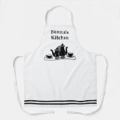 Tablier Cuisine de Nonna noir et blanc avec café (Recto)