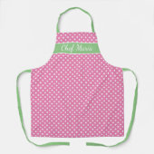 Tablier Cuisine d'impression de polkadot rose et vert past (Recto)